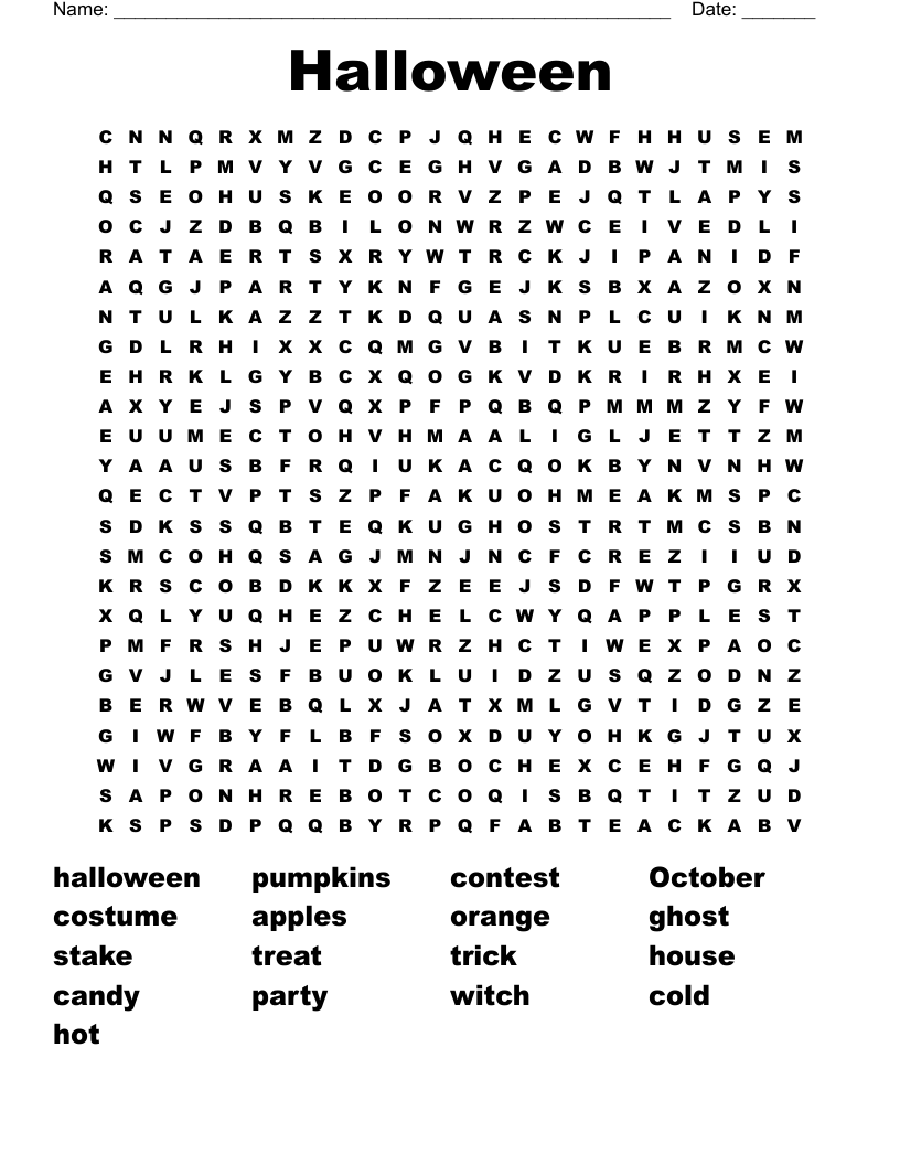 Halloween Word Search