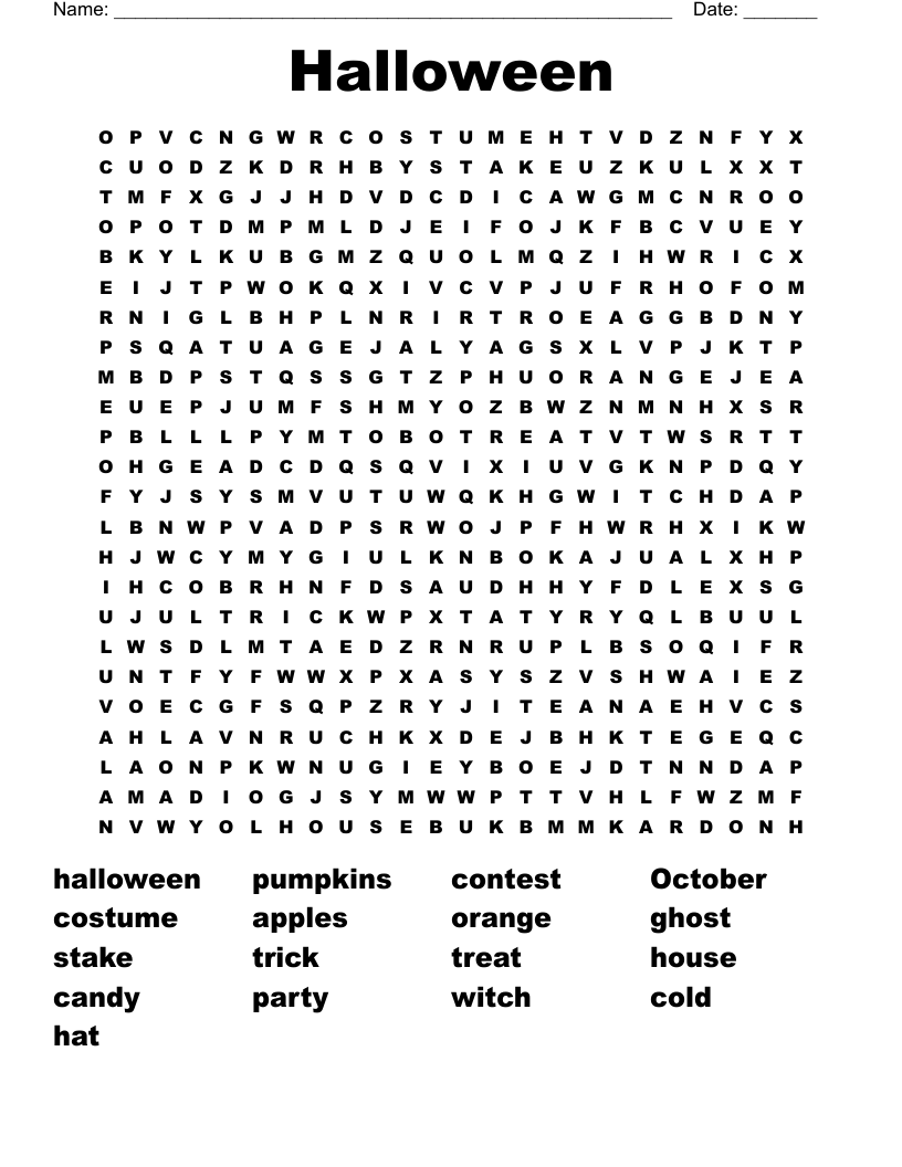 Halloween Word Search