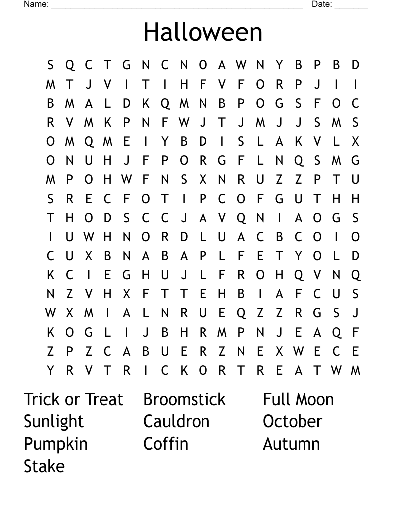 Halloween Word Search