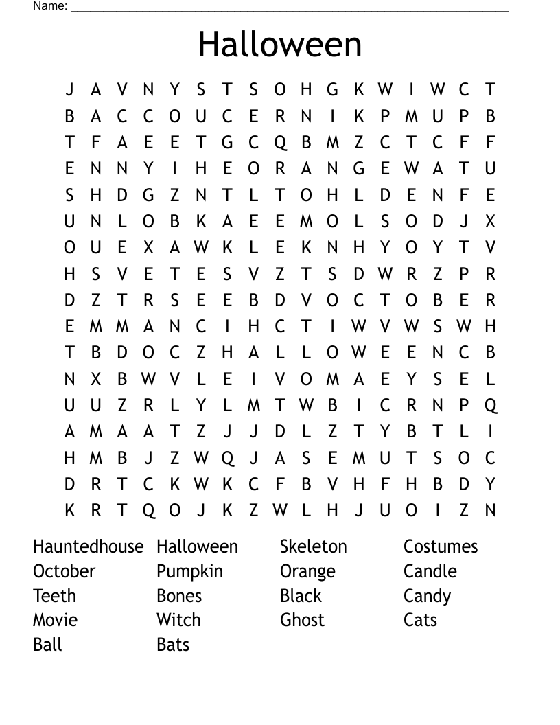 Halloween Word Search