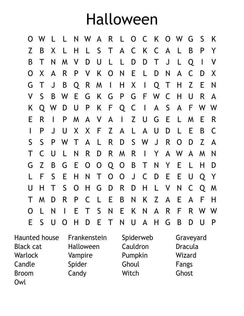 Halloween Word Search