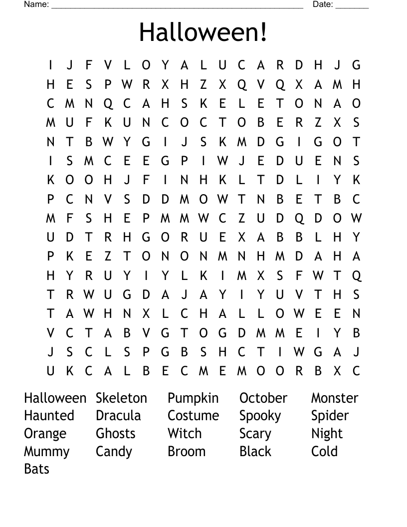 Halloween! Word Search
