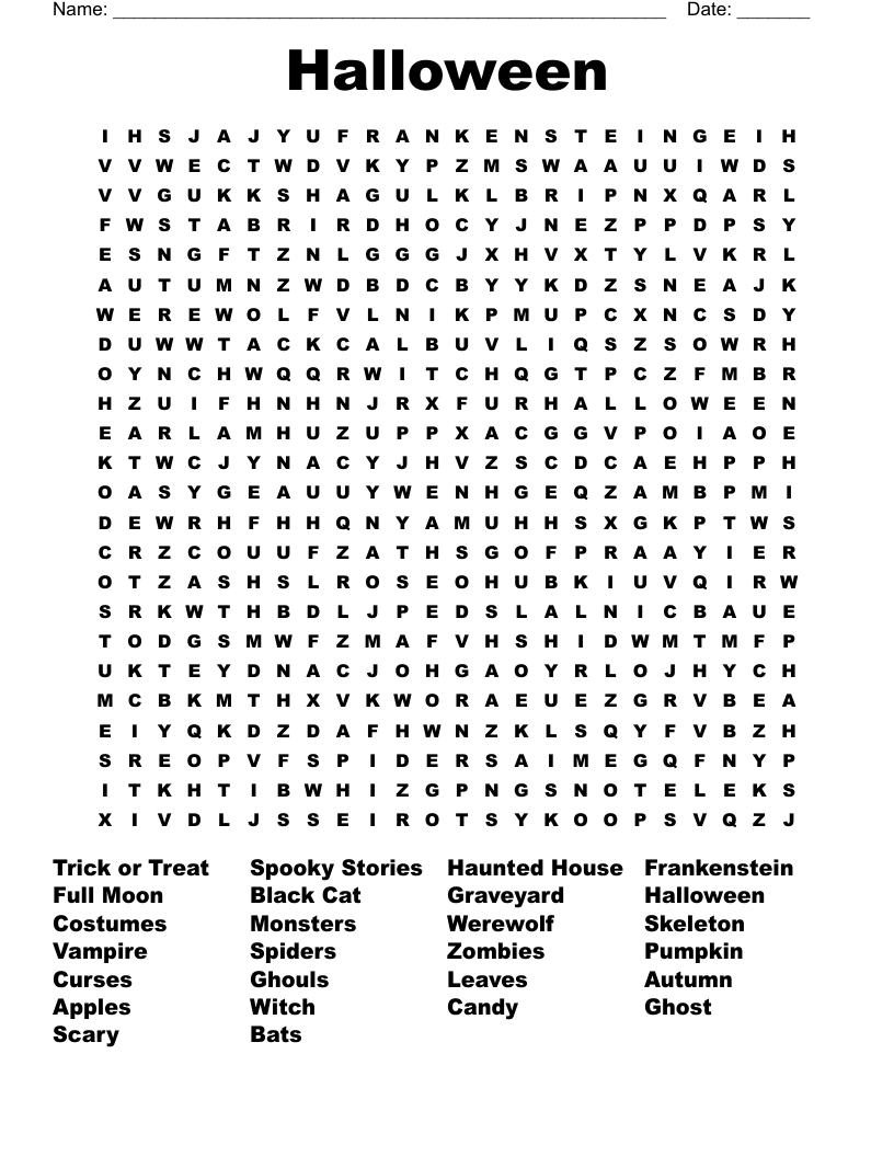 Halloween Word Search