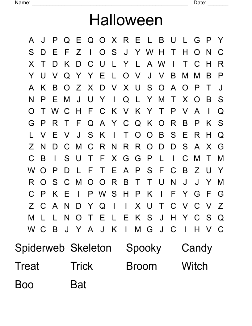 Halloween Word Search