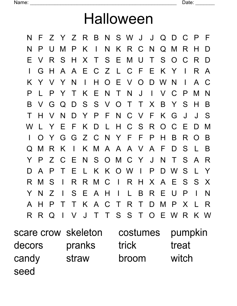 Halloween Word Search