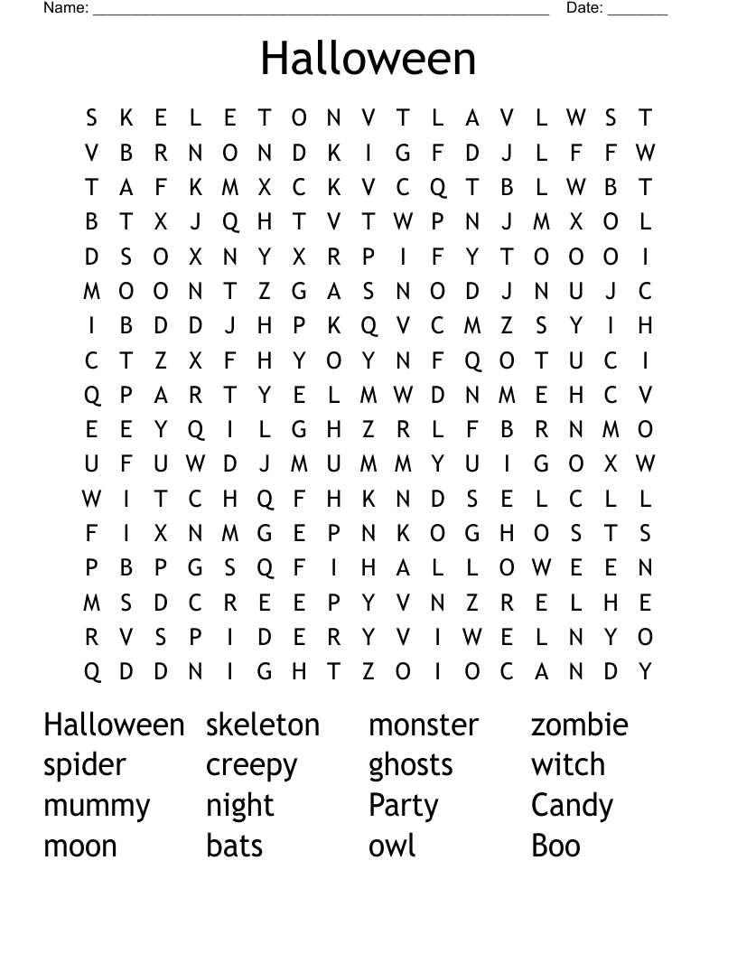 Halloween Word Search