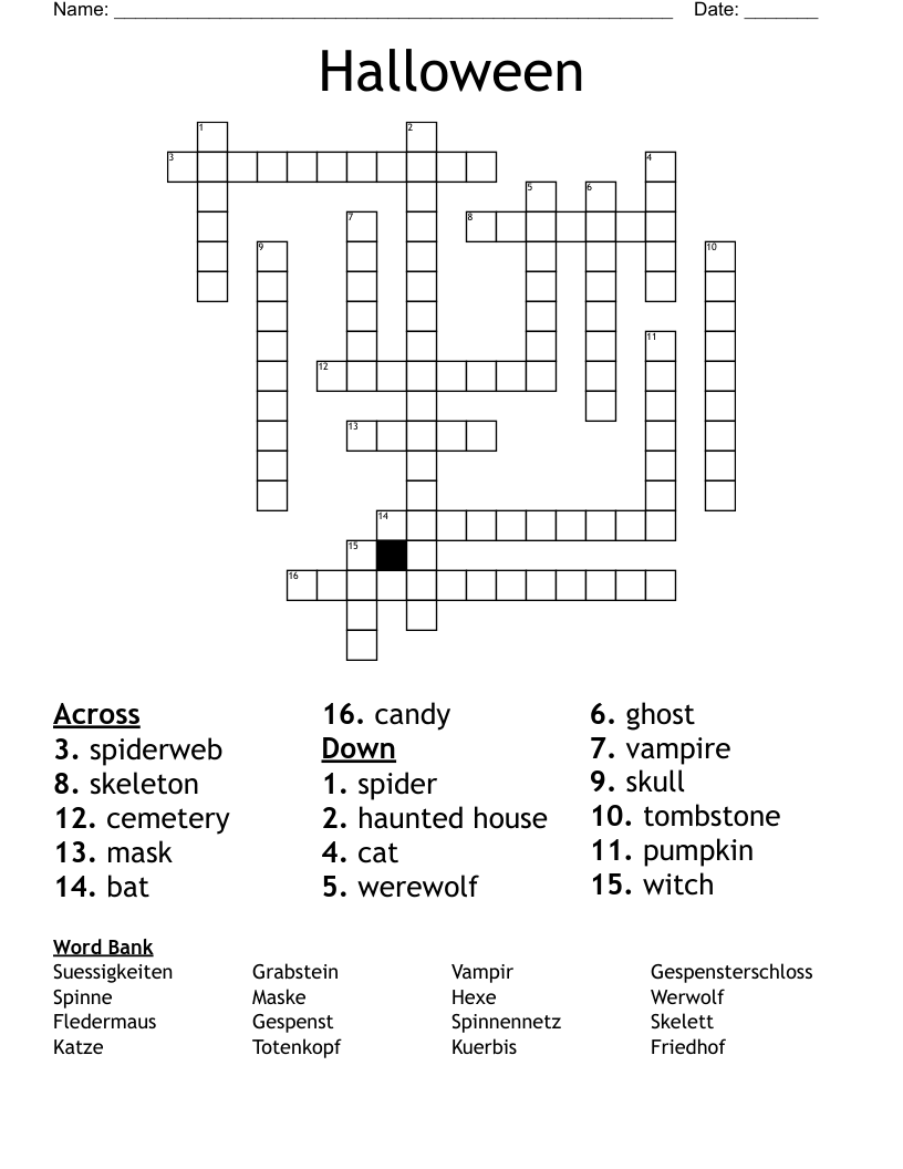 Halloween Crossword