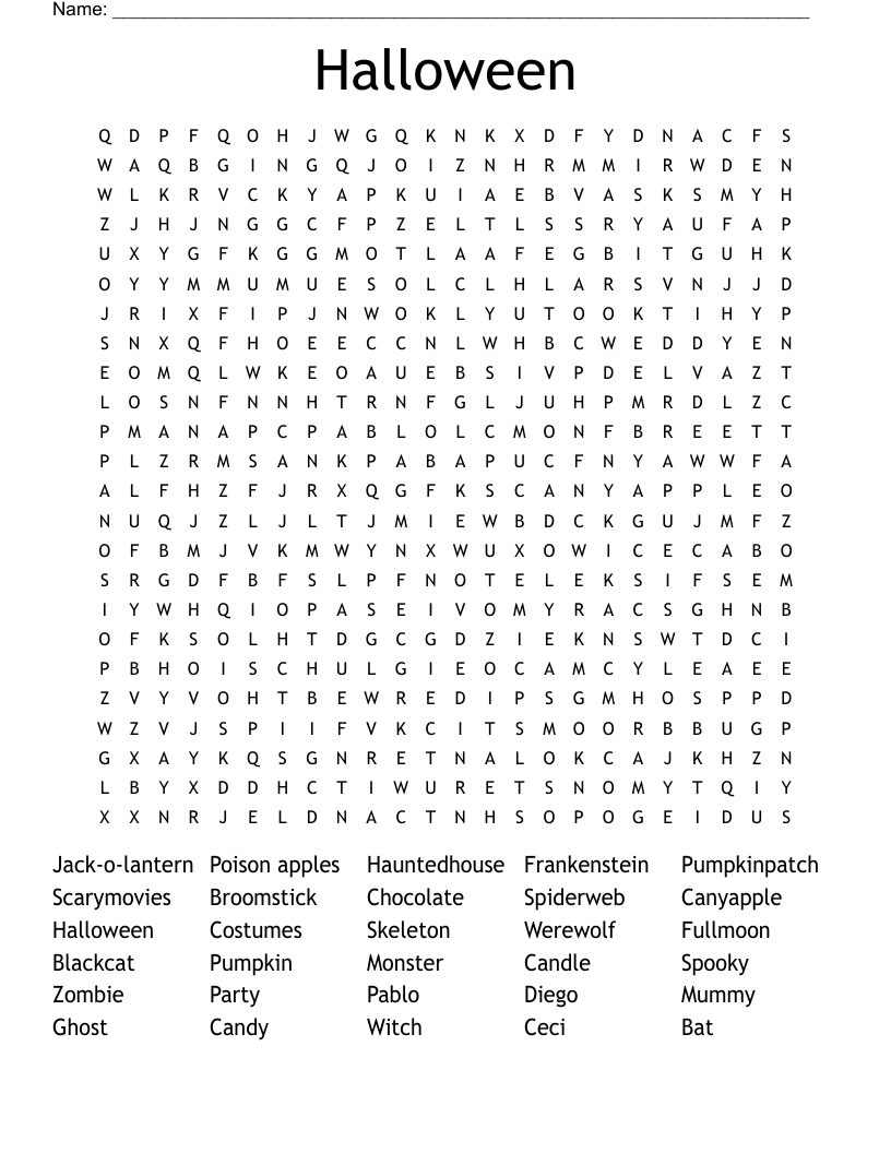 Halloween Word Search