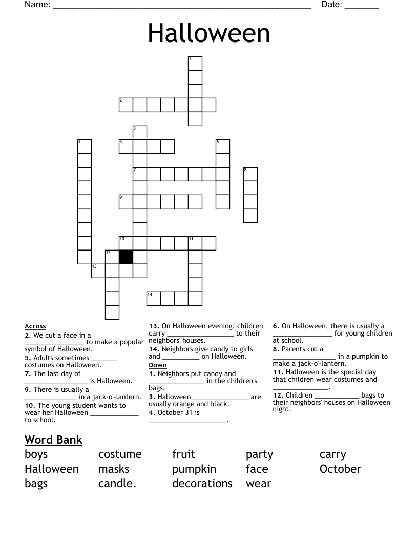 Halloween Crossword