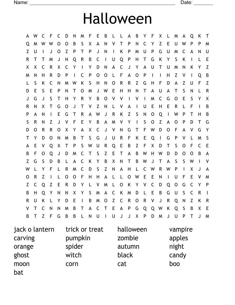 Halloween Word Search