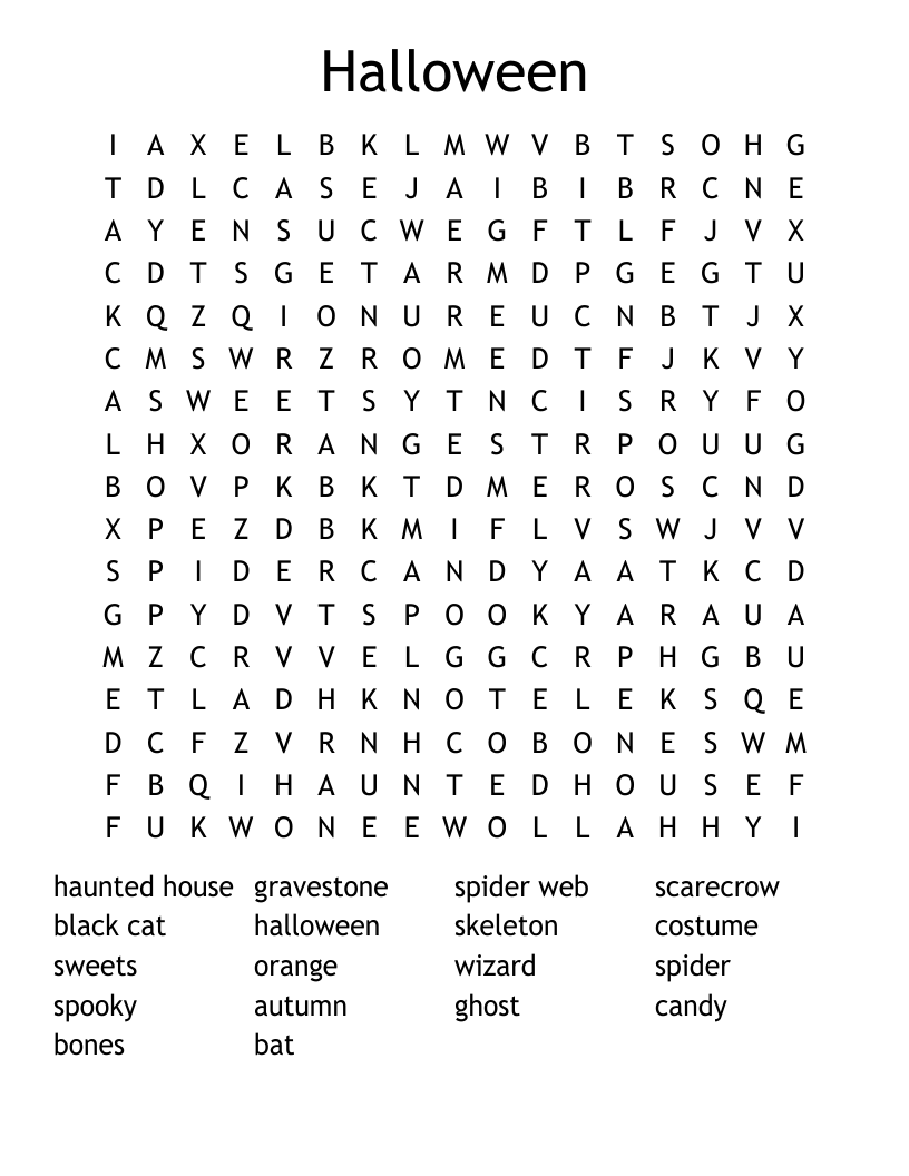 Halloween Word Search