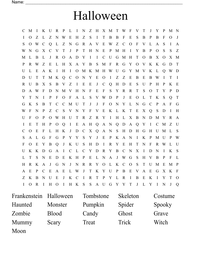 Halloween Word Search