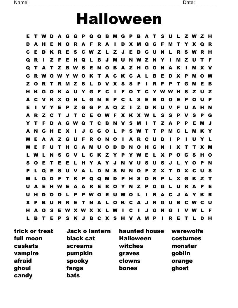 Halloween Word Search