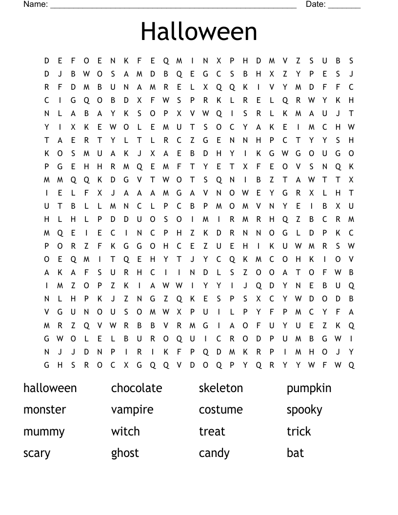 Halloween Word Search