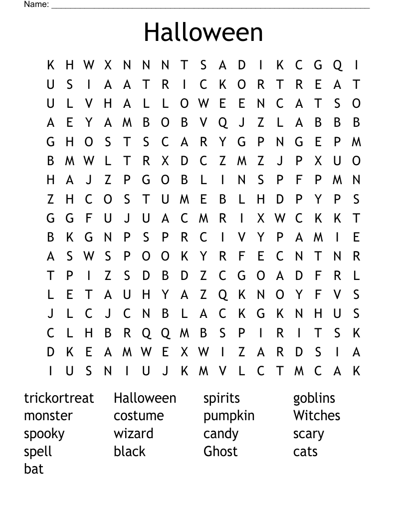 Halloween Word Search