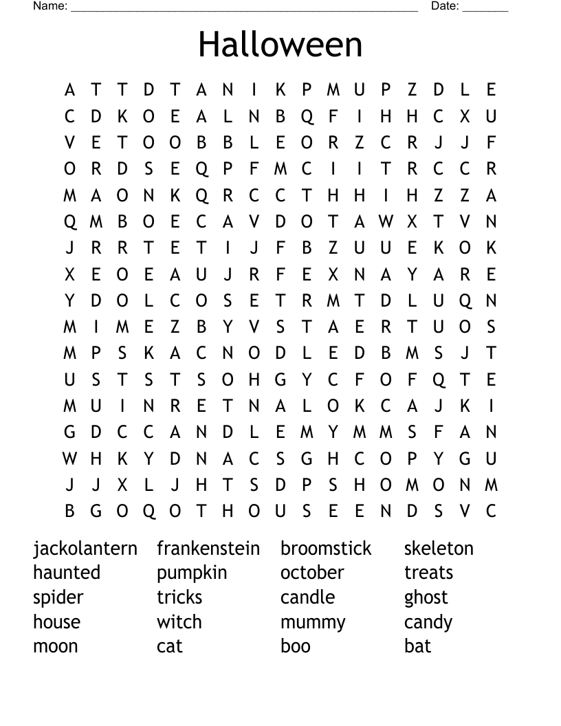 Halloween Word Search