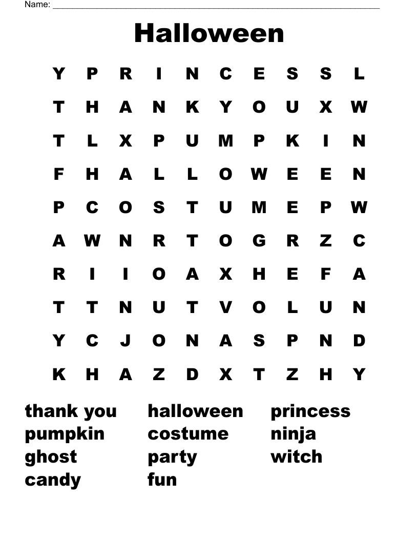 Halloween Word Search
