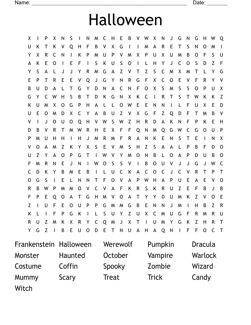 Halloween Word Search