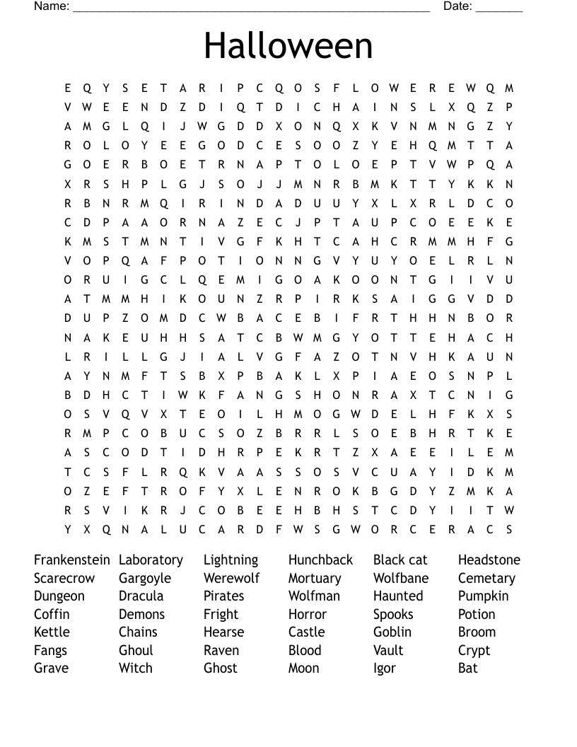 Halloween Word Search