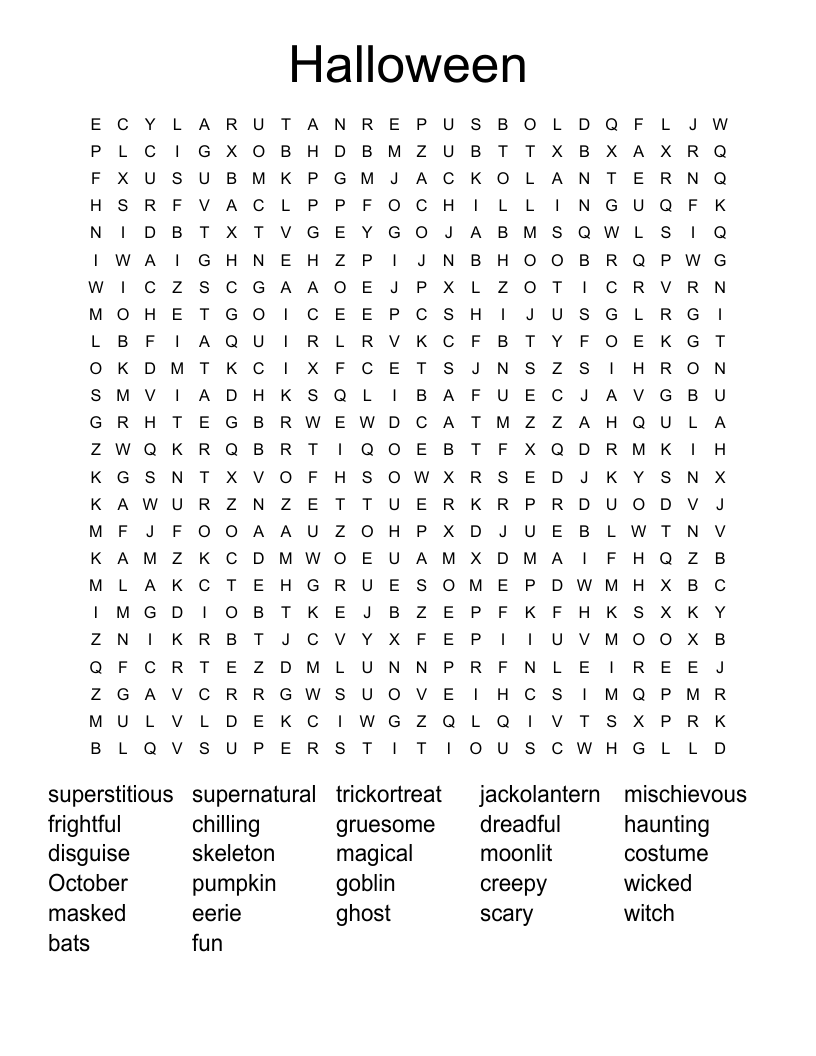 Halloween Word Search