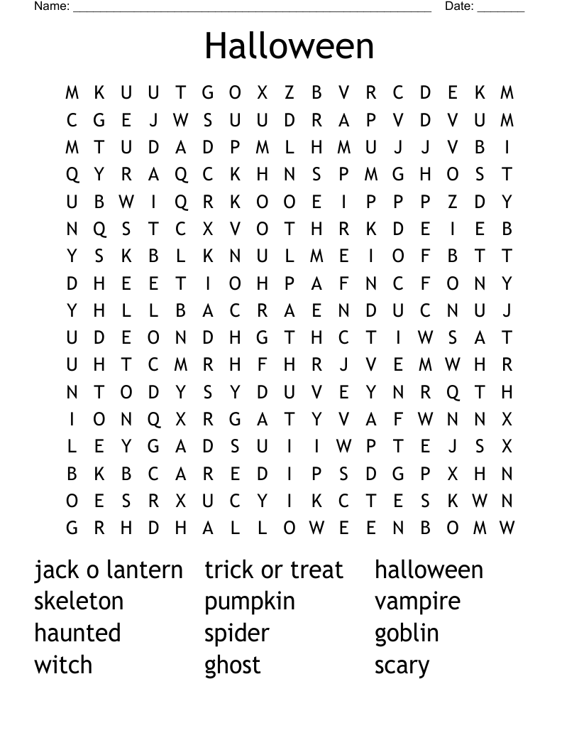 Halloween Word Search