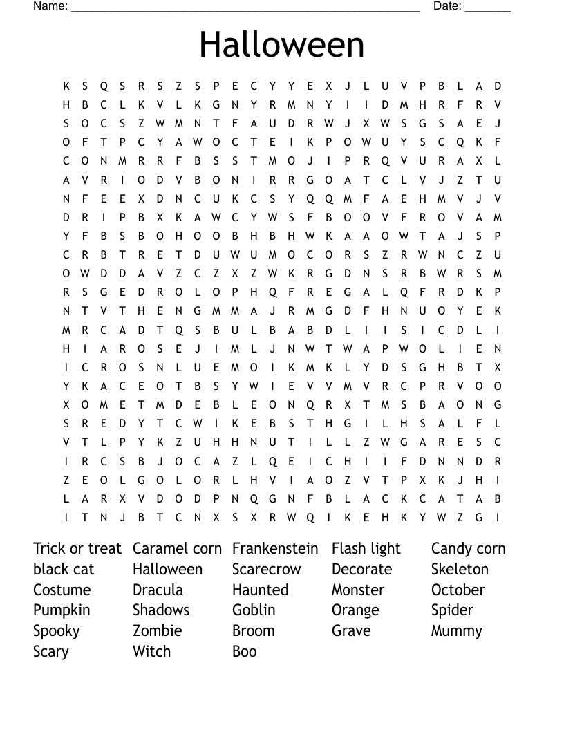 Halloween Word Search