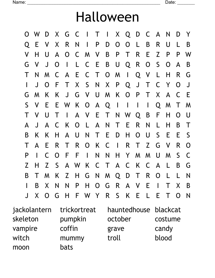 Halloween Word Search
