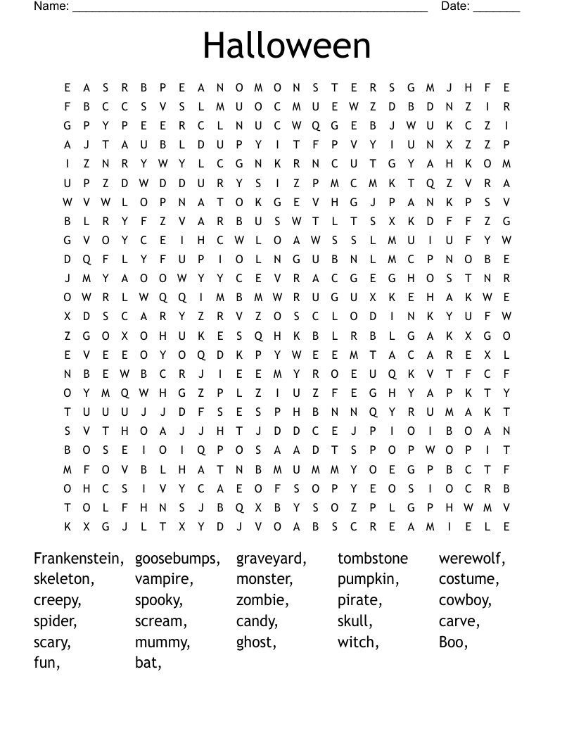 Halloween Word Search
