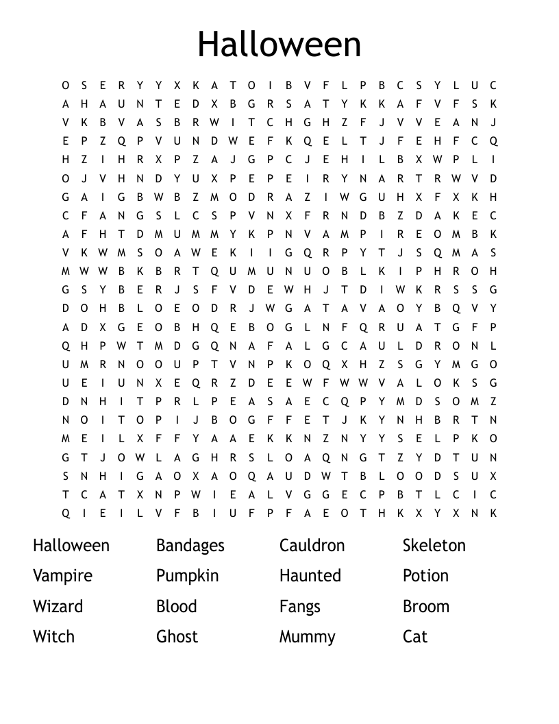 Halloween Word Search