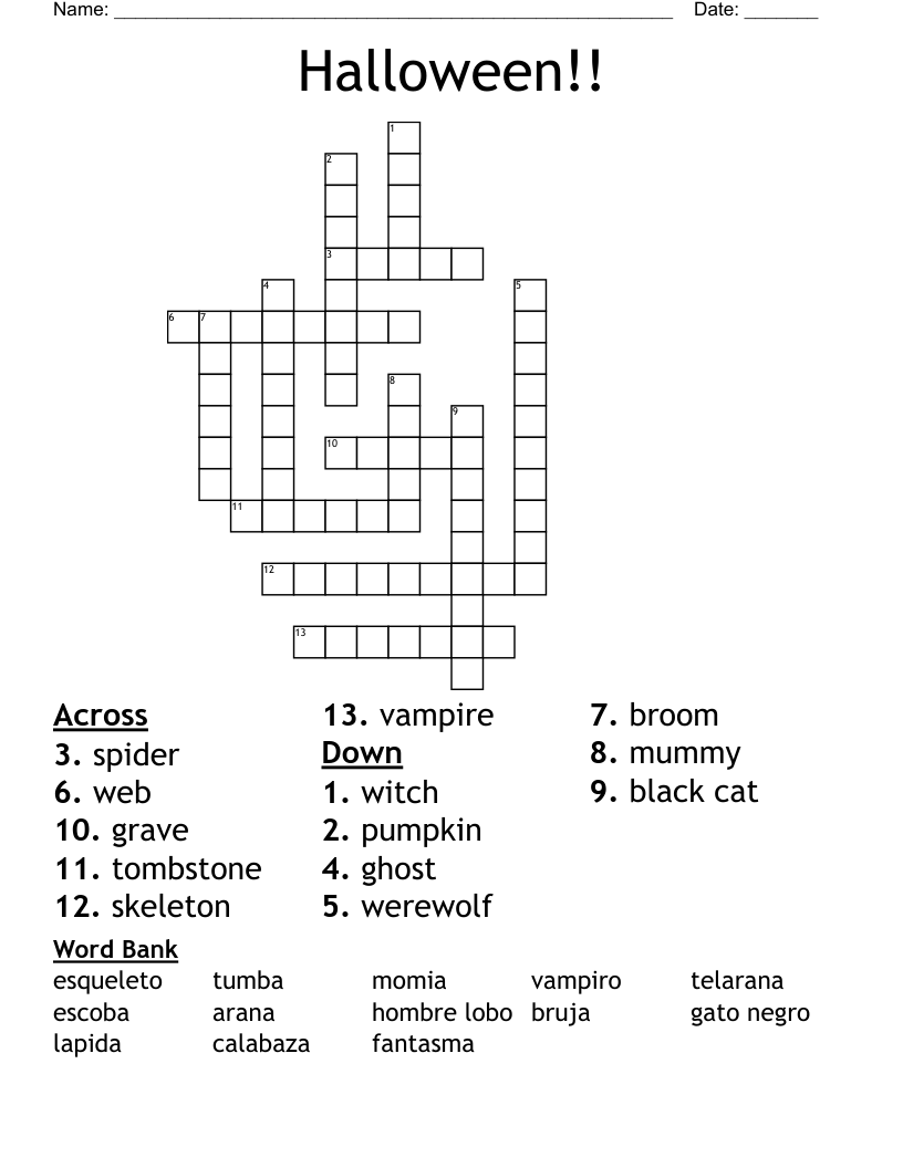 Halloween!! Crossword