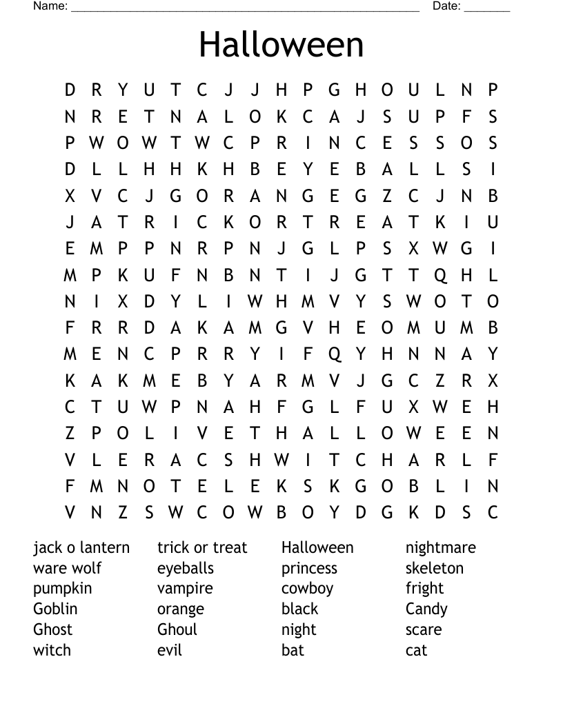 Halloween Word Search