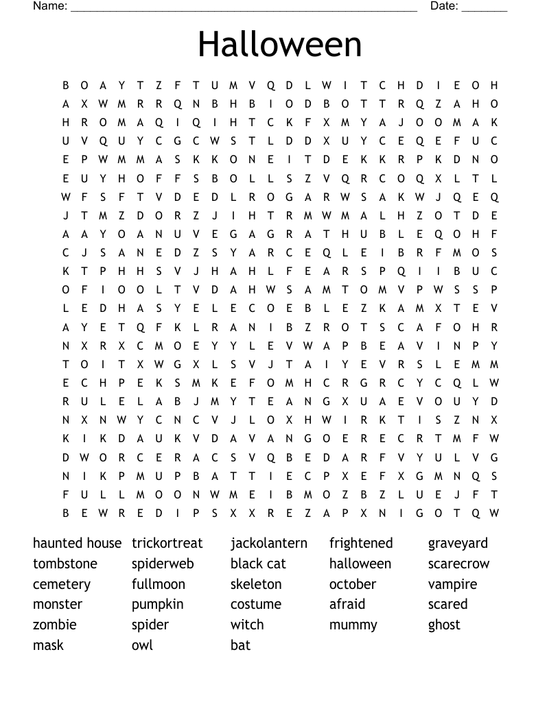 Halloween Word Search