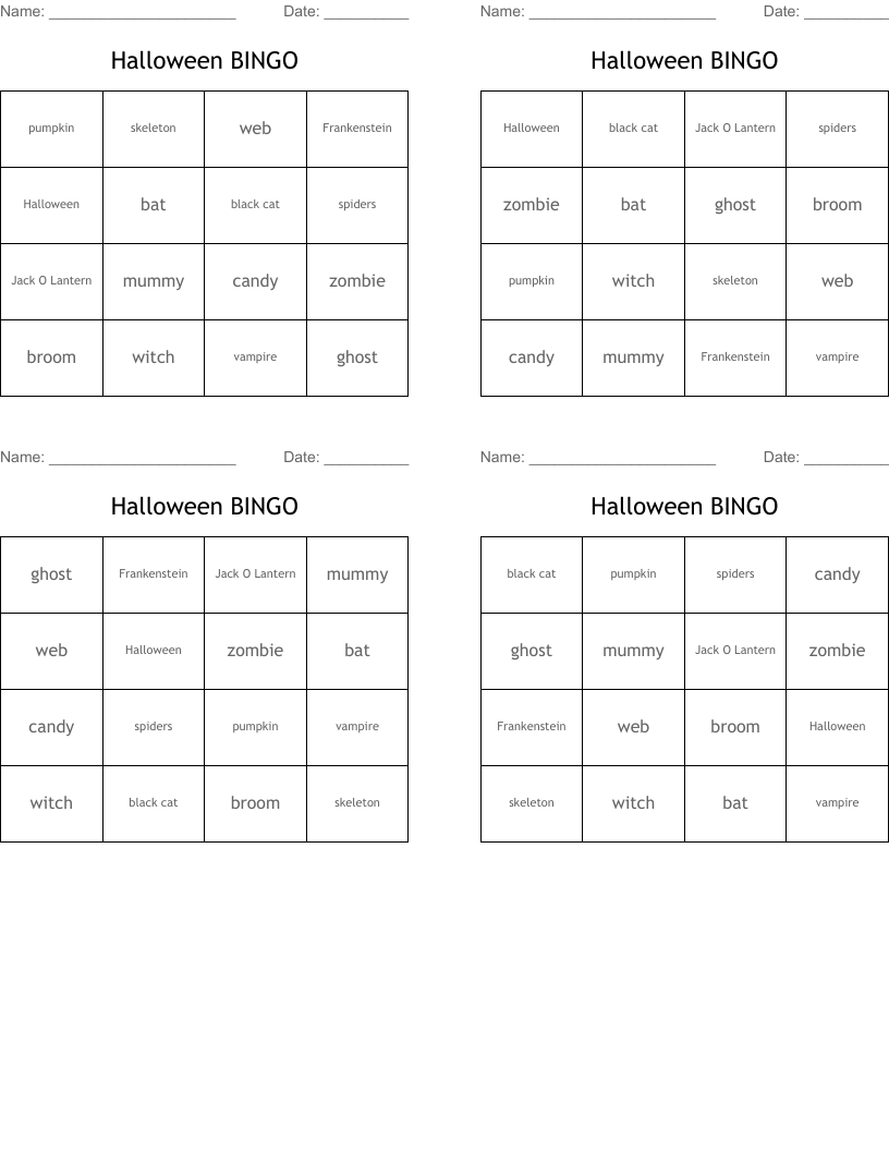 Halloween BINGO
