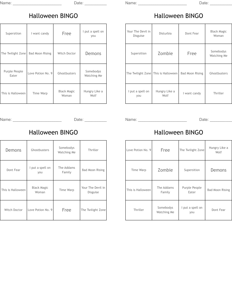 Halloween BINGO