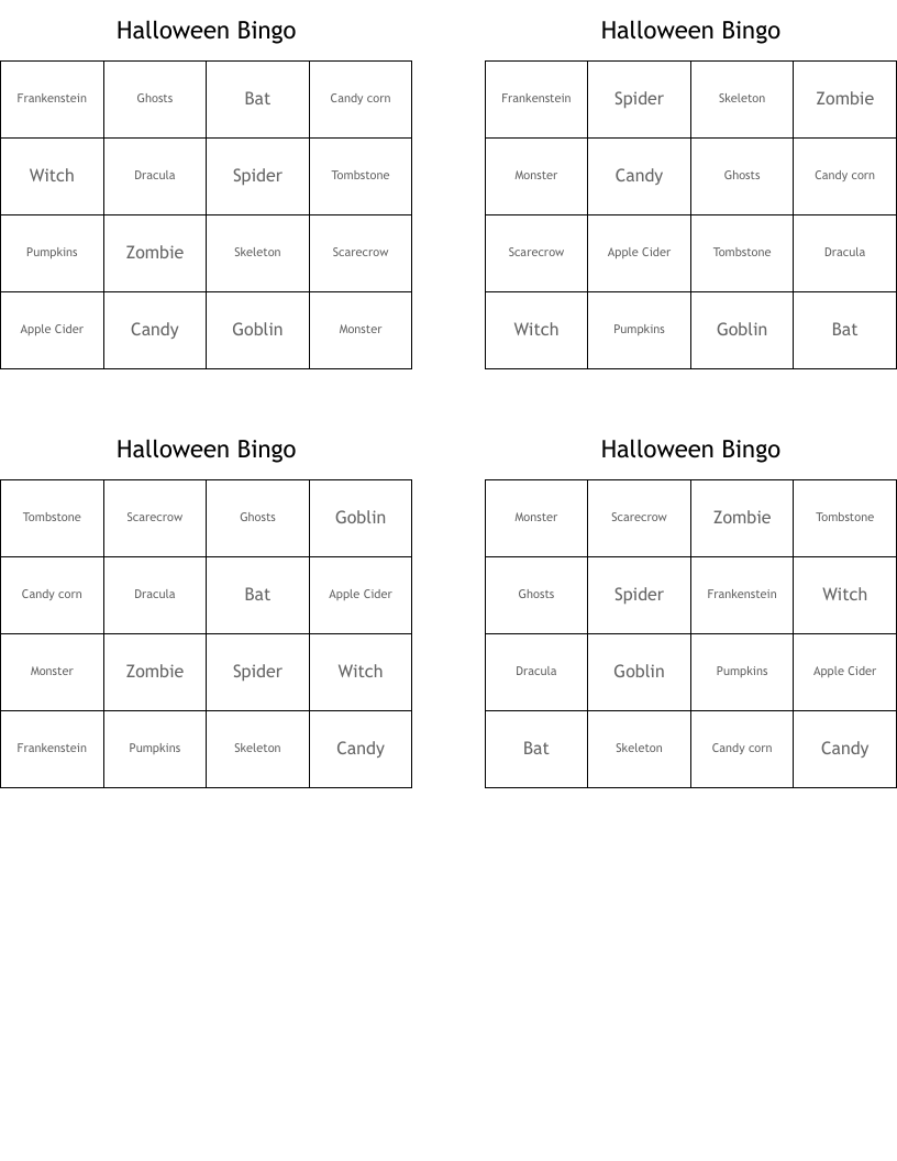 Halloween Bingo