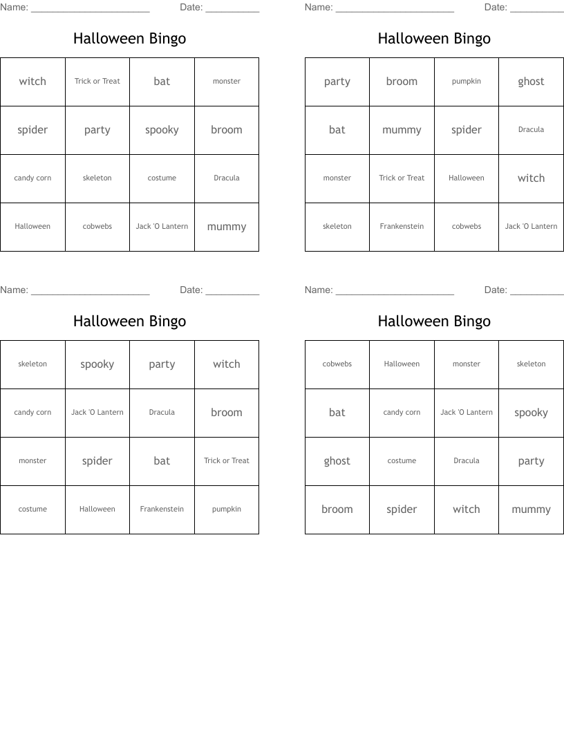 Halloween Bingo