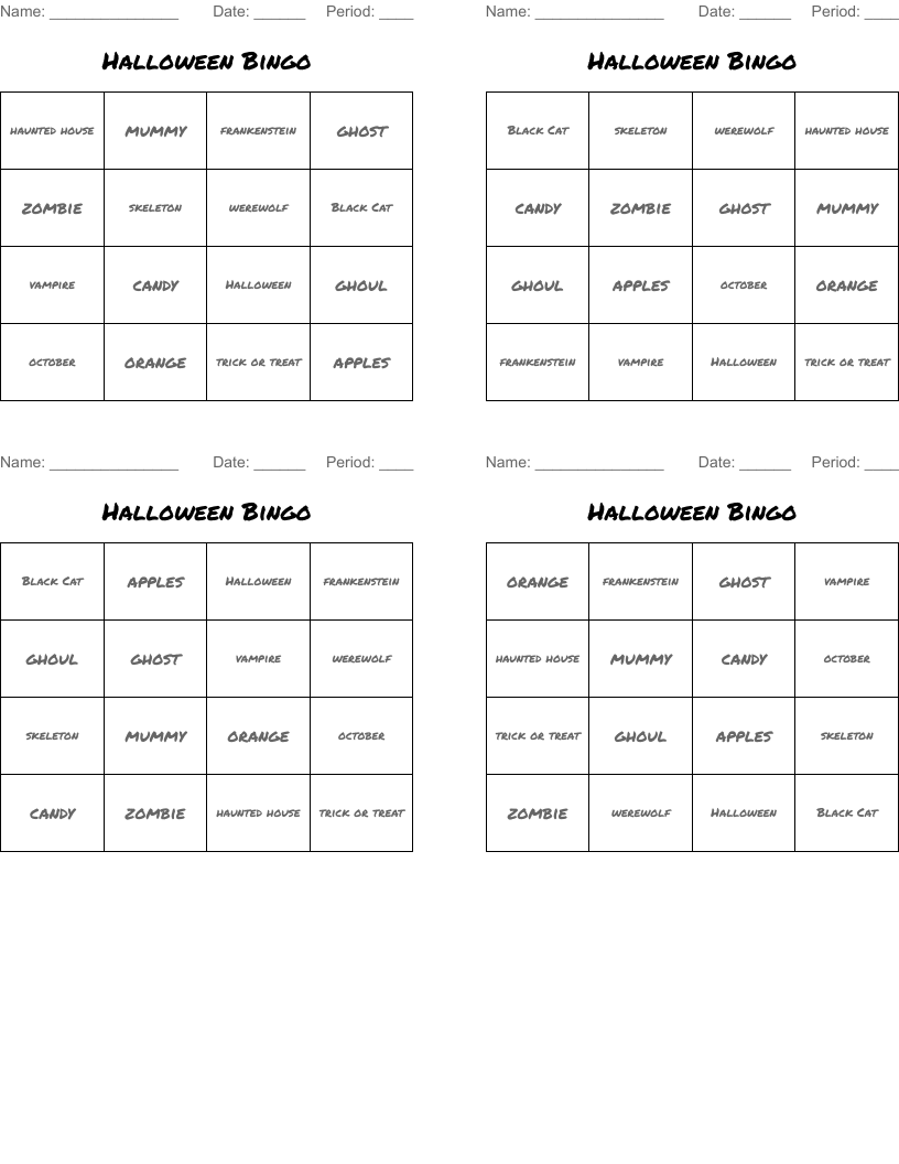 Halloween Bingo