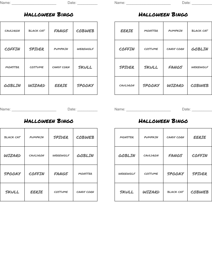 Halloween Bingo
