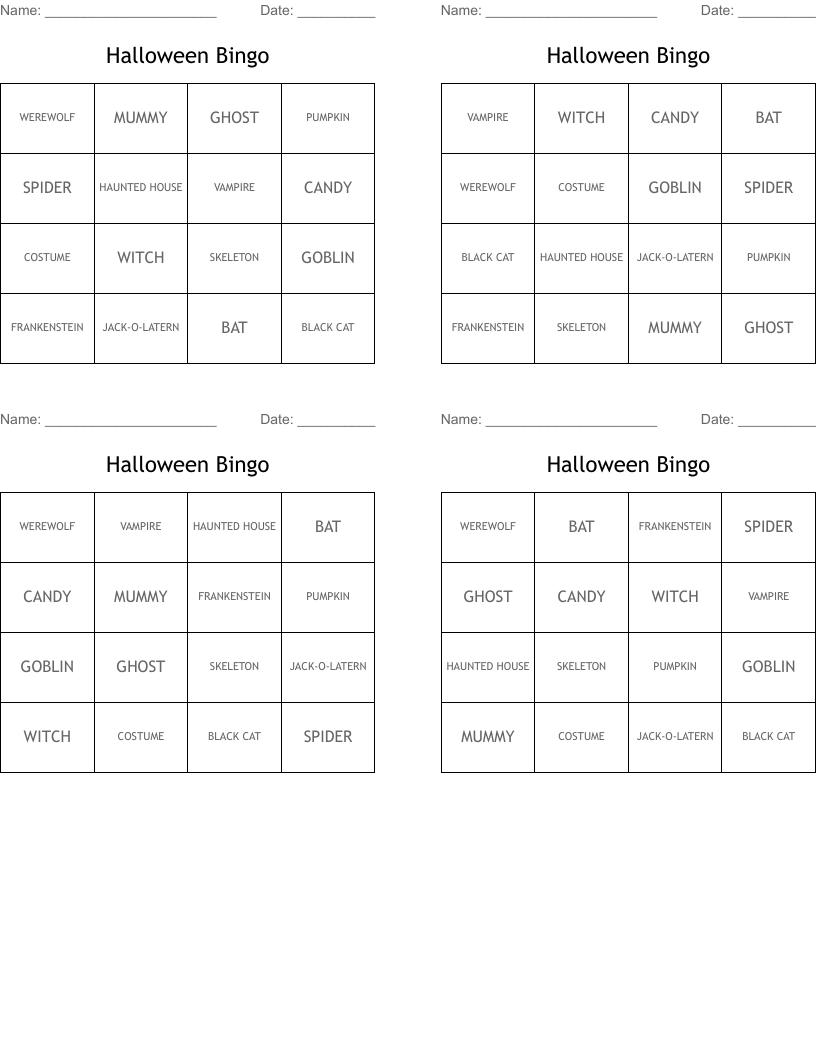 Halloween Bingo