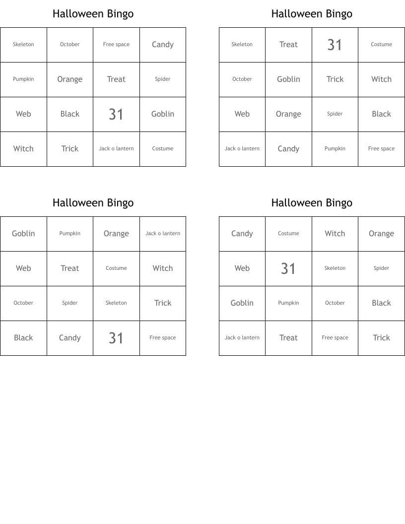 Halloween Bingo