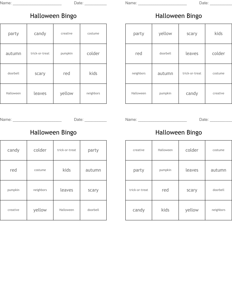 Halloween Bingo