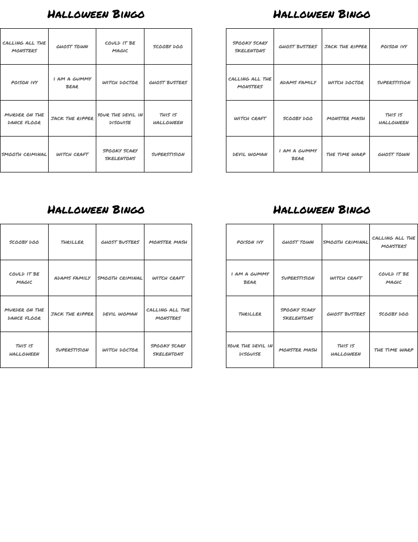 Halloween Bingo