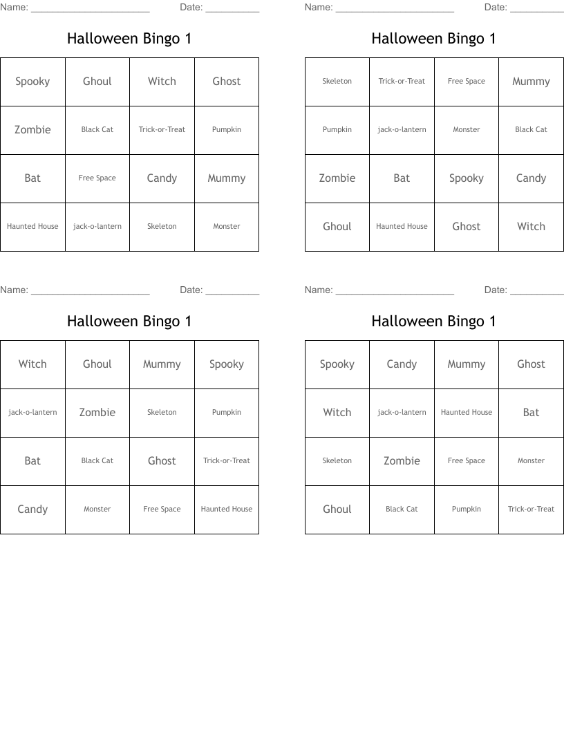 Halloween Bingo 1