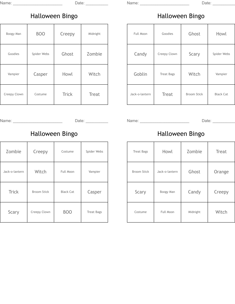 Halloween Bingo