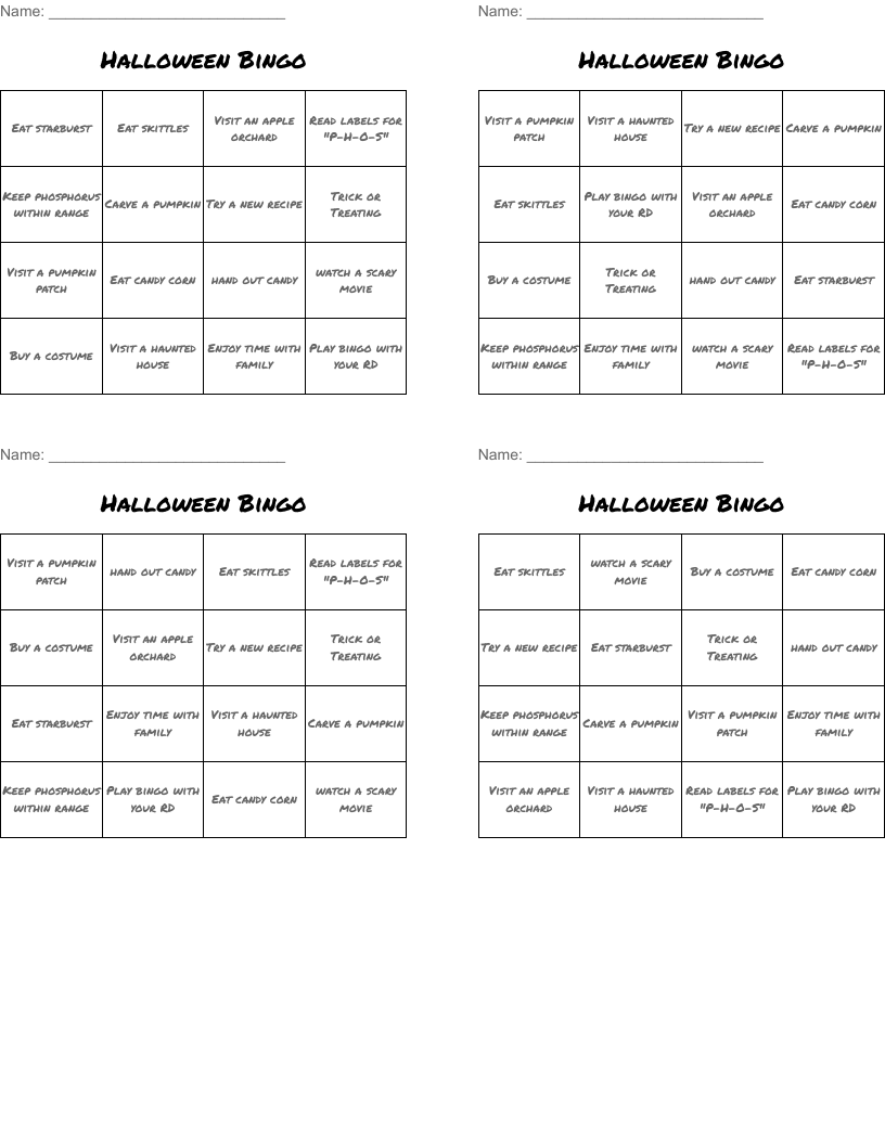 Halloween Bingo