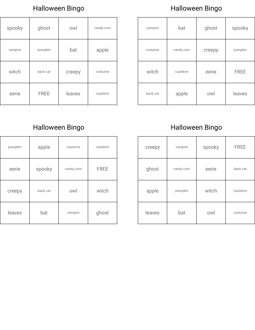Halloween Bingo