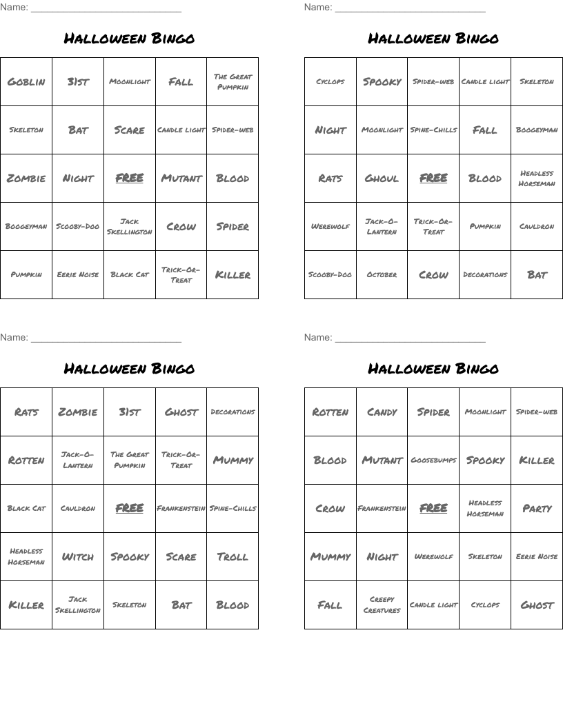 Halloween Bingo