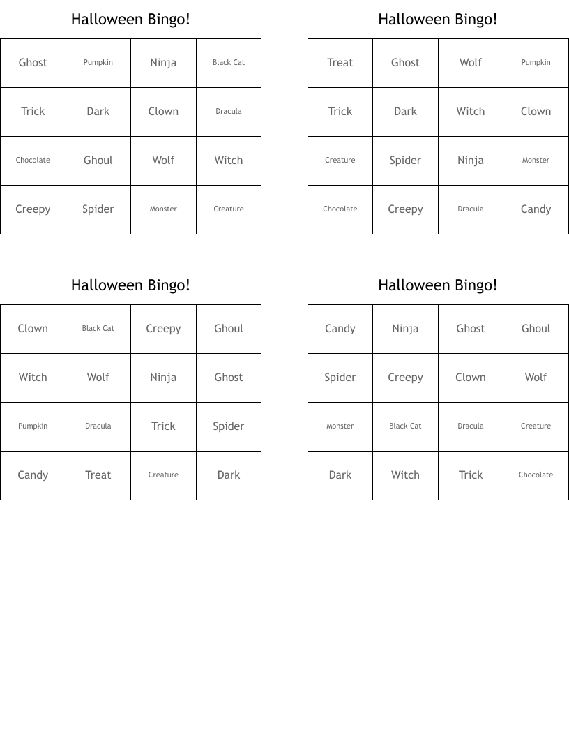 Halloween Bingo!