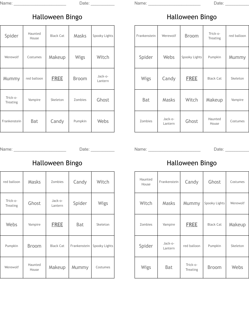 Halloween Bingo