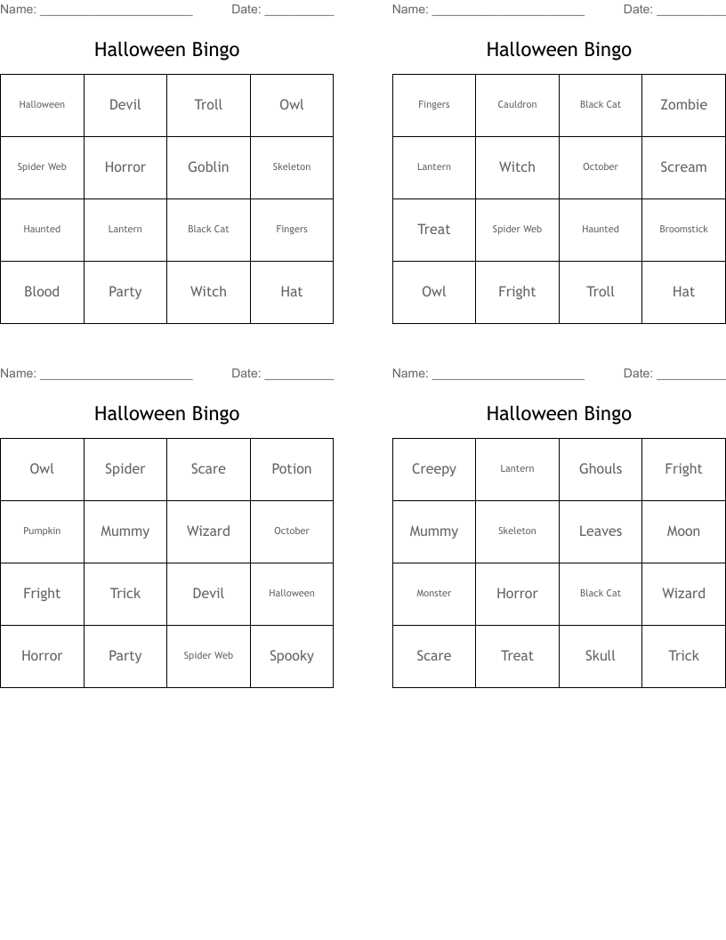 Halloween Bingo